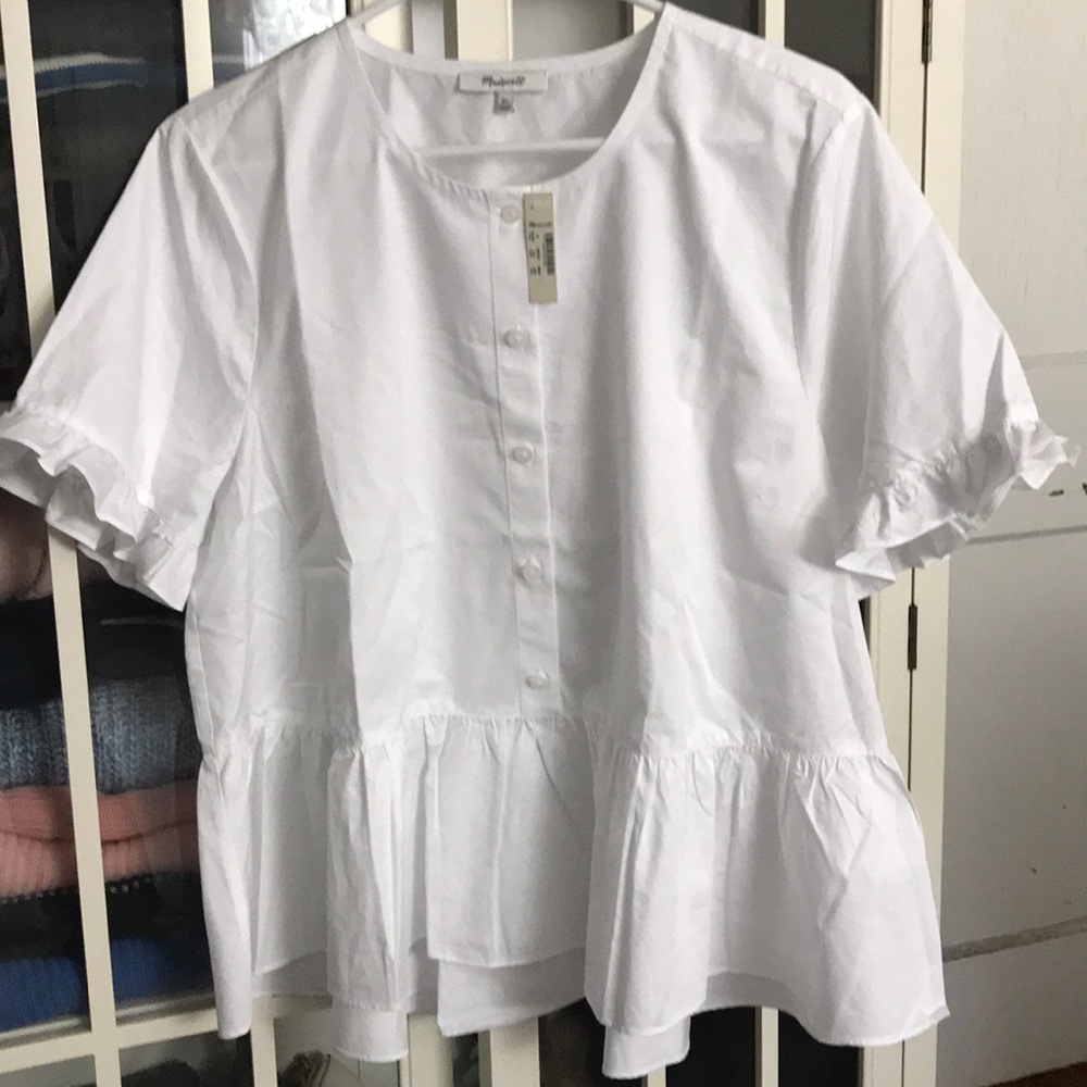 Madewell white hem top XL NWT